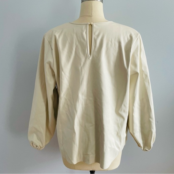 Mud Pie Lovie Faux Leather Top/Blouse- Cream- Size Large- NWT - Picture 10 of 13